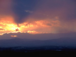 Sunset over the Catskills. Taconic State Parkway, New York