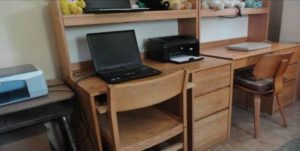 Desks from Westfield State University furnish a computer classroom at COHAN-FEDDI, Port au Prince, Haiti